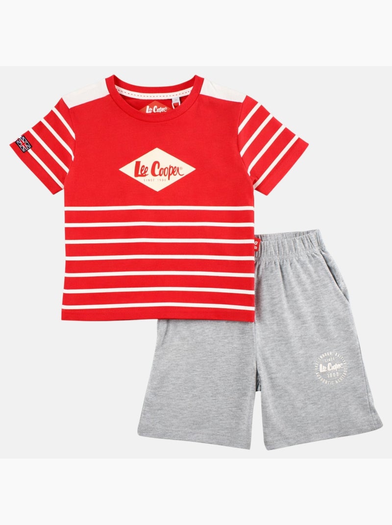Lee Cooper - Ensemble garçon avec T shirt manches courtes et short Rouge - Kiabi