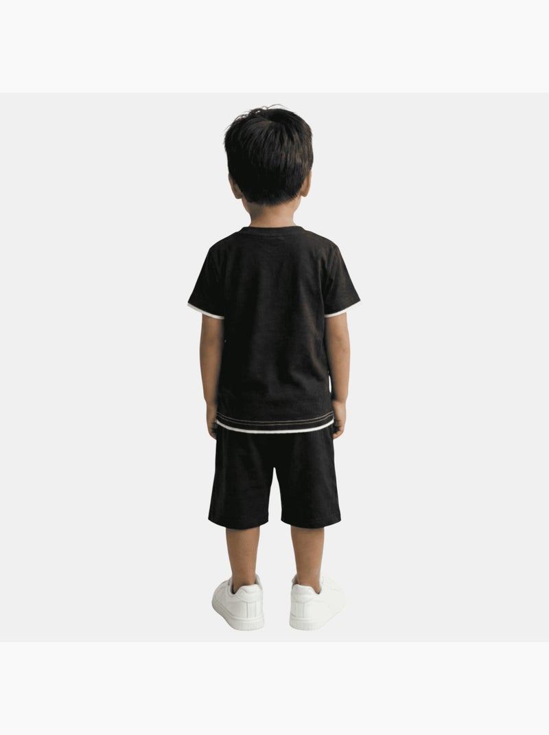 Lee Cooper - Ensemble garçon composé d un T shirt manches courtes et d un short Noir - Kiabi