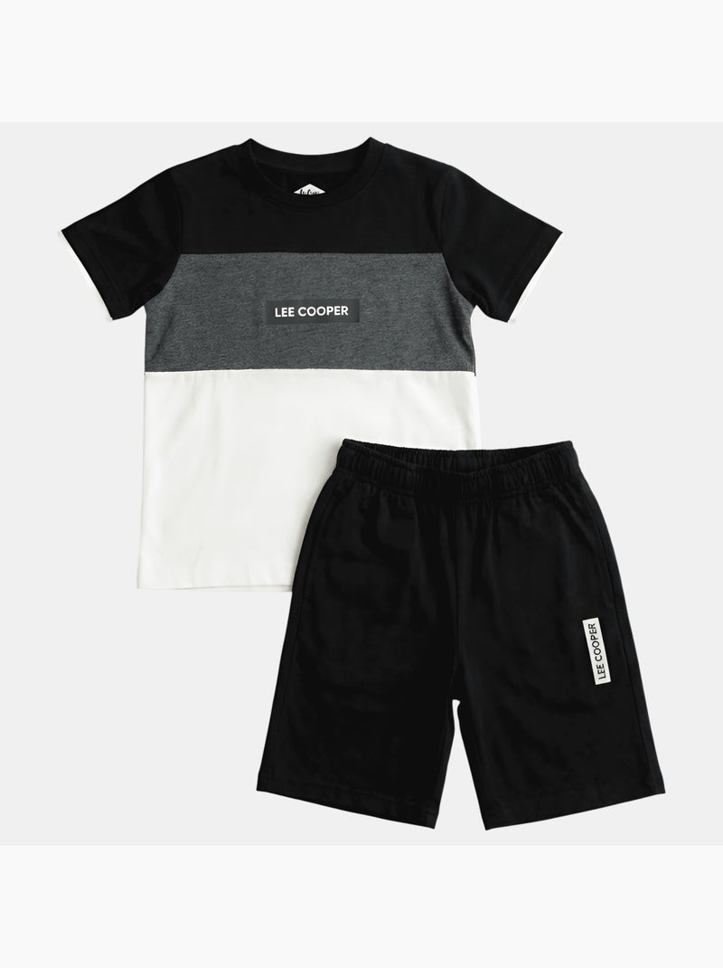 Lee Cooper - Ensemble garçon composé d un T shirt manches courtes et d un short Noir - Kiabi