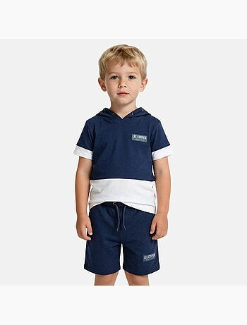 Lee Cooper - Ensemble garçon T-shirt manches courtes à capuche et short -