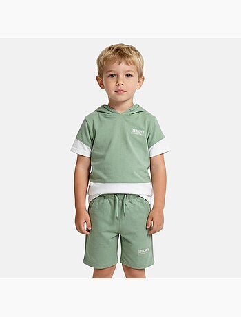 Lee Cooper - Ensemble garçon T-shirt manches courtes à capuche et short -