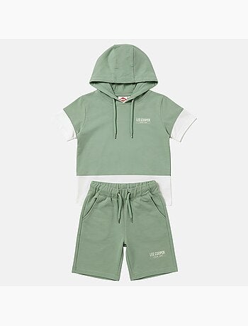 Lee Cooper - Ensemble garçon T-shirt manches courtes à capuche et short -