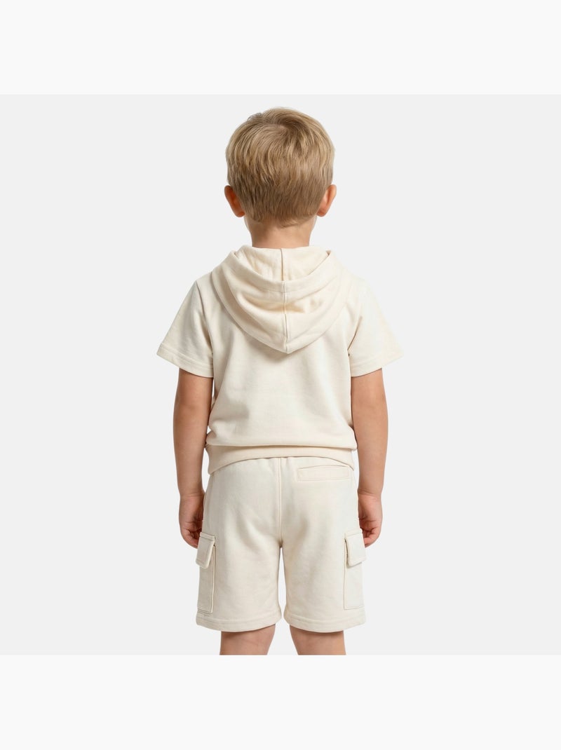 Lee Cooper - Ensemble garçon T-shirt manches courtes à capuche et short Beige - Kiabi
