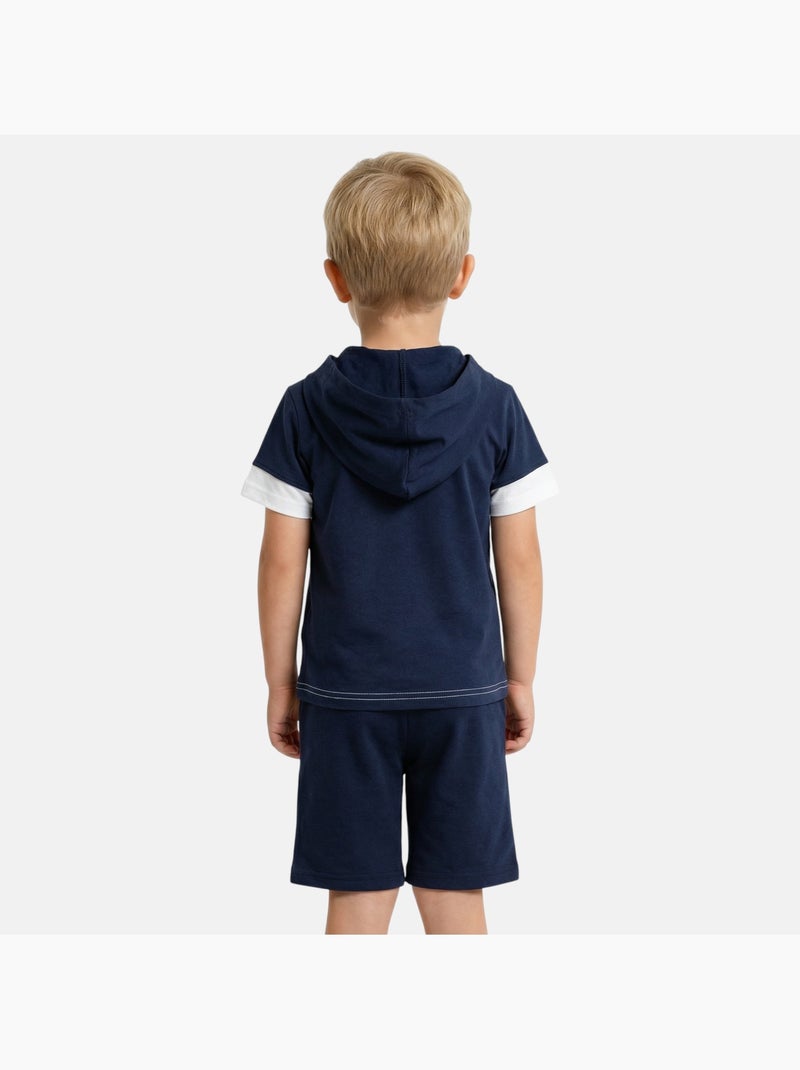 Lee Cooper - Ensemble garçon T-shirt manches courtes à capuche et short Bleu marine - Kiabi