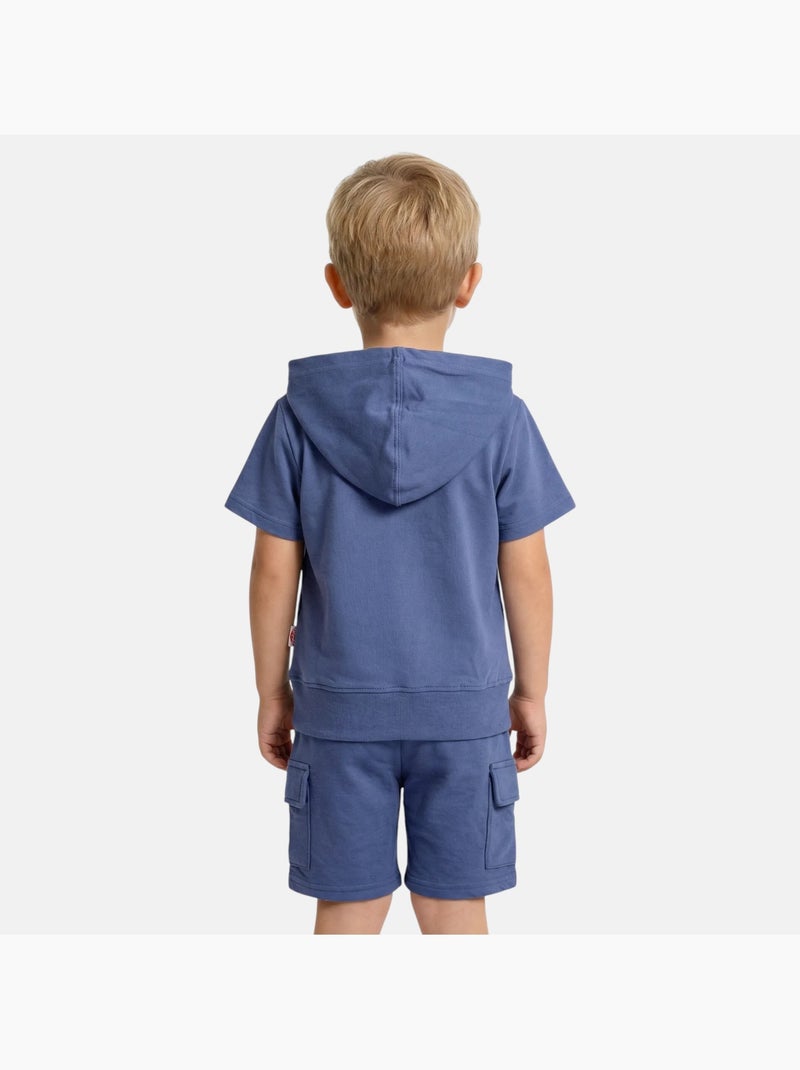 Lee Cooper - Ensemble garçon T-shirt manches courtes à capuche et short Bleu - Kiabi