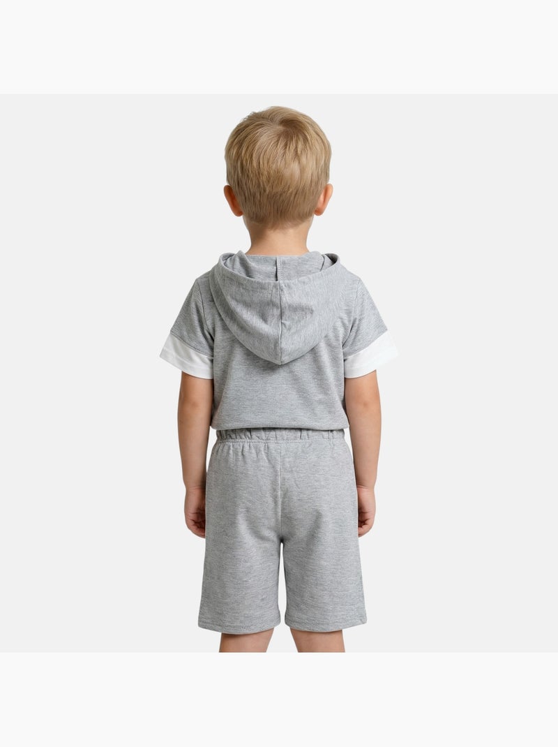 Lee Cooper - Ensemble garçon T-shirt manches courtes à capuche et short Gris - Kiabi