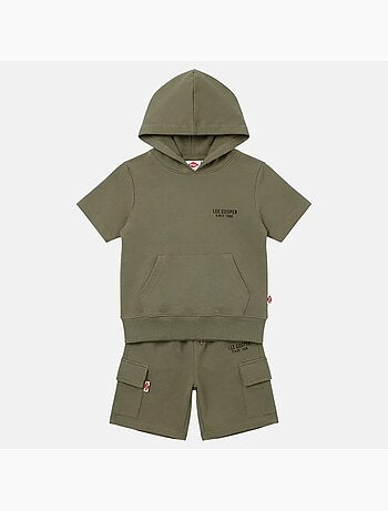 Lee Cooper - Ensemble garçon T-shirt manches courtes à capuche et short