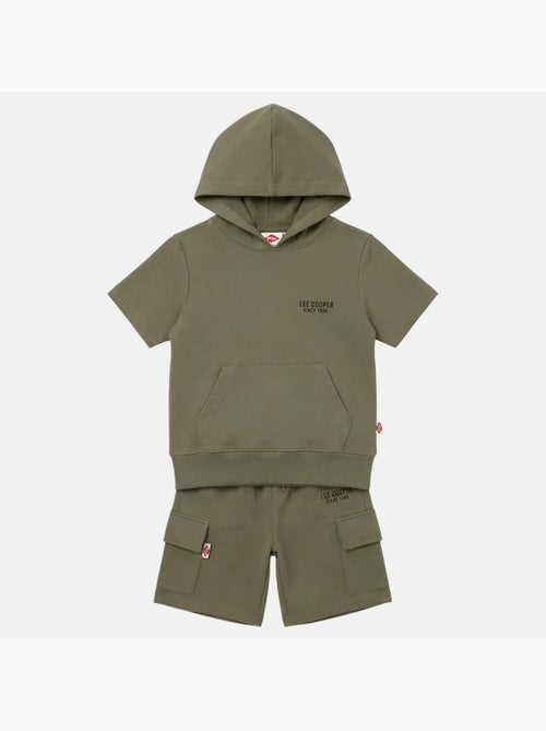 Lee Cooper - Ensemble garçon T-shirt manches courtes à capuche et short - Kiabi