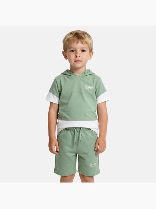 Lee Cooper - Ensemble garçon T-shirt manches courtes à capuche et short - Kiabi