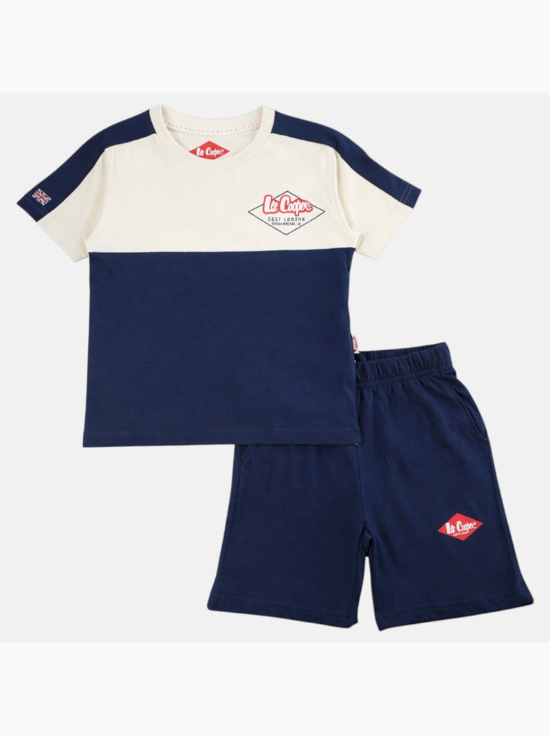 Lee Cooper - Ensemble garçon T shirt manches courtes et short assorti Bleu marine - Kiabi