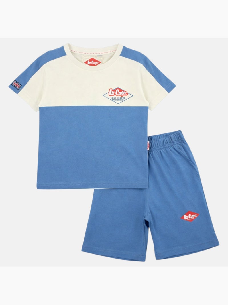 Lee Cooper - Ensemble garçon T shirt manches courtes et short assorti Bleu - Kiabi