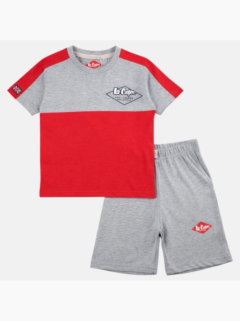 Lee Cooper - Ensemble garçon T shirt manches courtes et short assorti Rouge - Kiabi