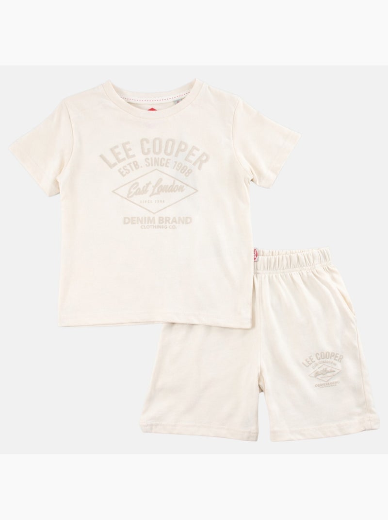 Lee Cooper - Ensemble garçon t-shirt manches courtes et short Beige - Kiabi