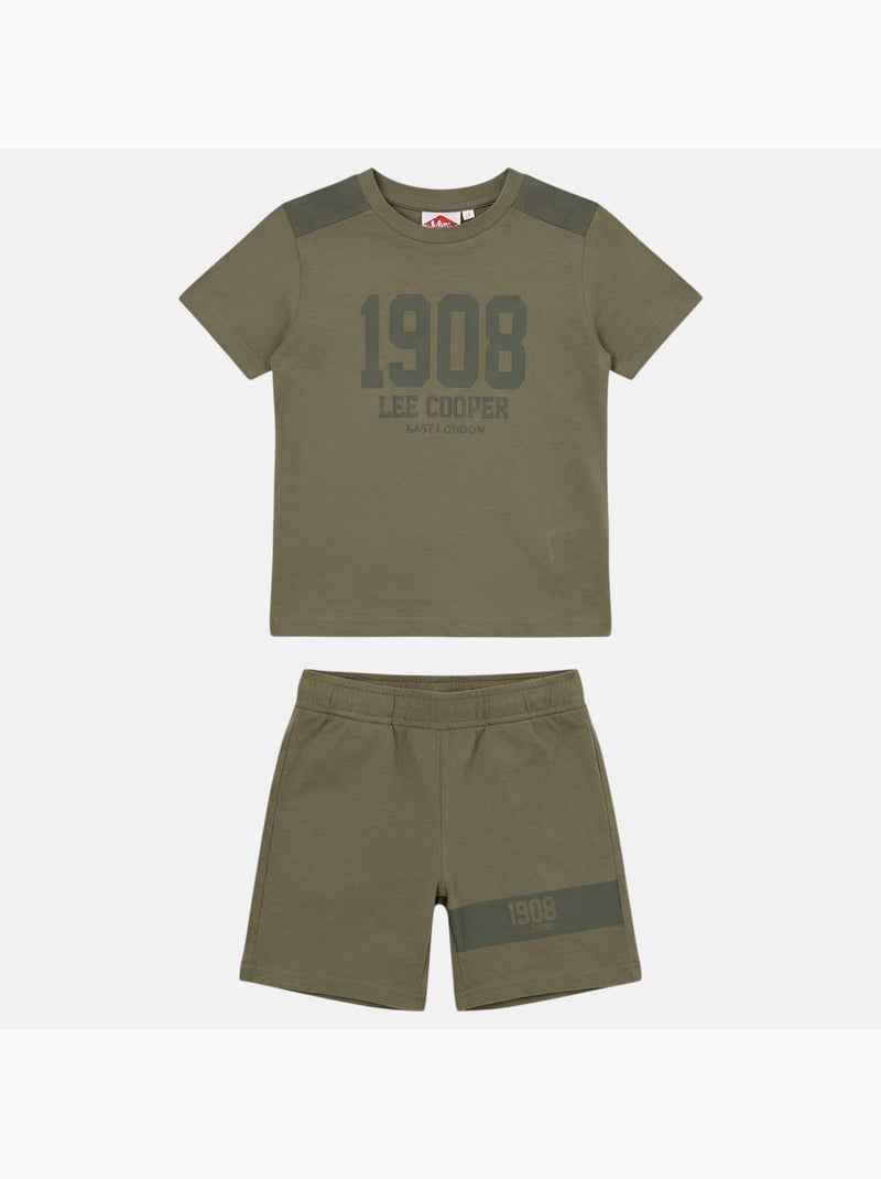Lee Cooper - Ensemble garçon T-shirt manches courtes et short Kaki - Kiabi