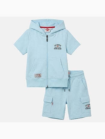 Lee Cooper - Ensemble garçon T-shirt manches courtes zippé et short