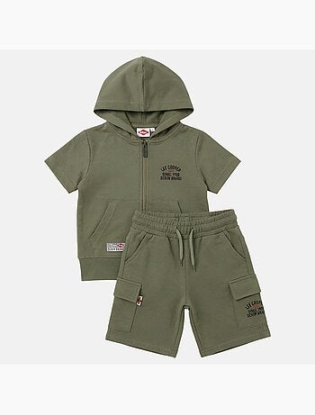 Lee Cooper - Ensemble garçon T-shirt manches courtes zippé et short