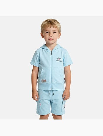 Lee Cooper - Ensemble gar?on T-shirt manches courtes zipp? et short