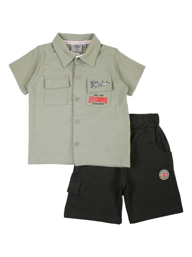 Lee Cooper - Ensemble ​​Polo short Imprimé Lee Cooper Kaki - Kiabi