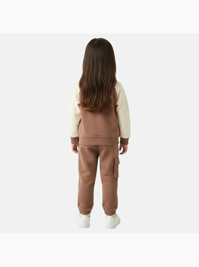 Lee Cooper - Ensemble survêtement fille avec une veste manches longues et un jogging Marron - Kiabi