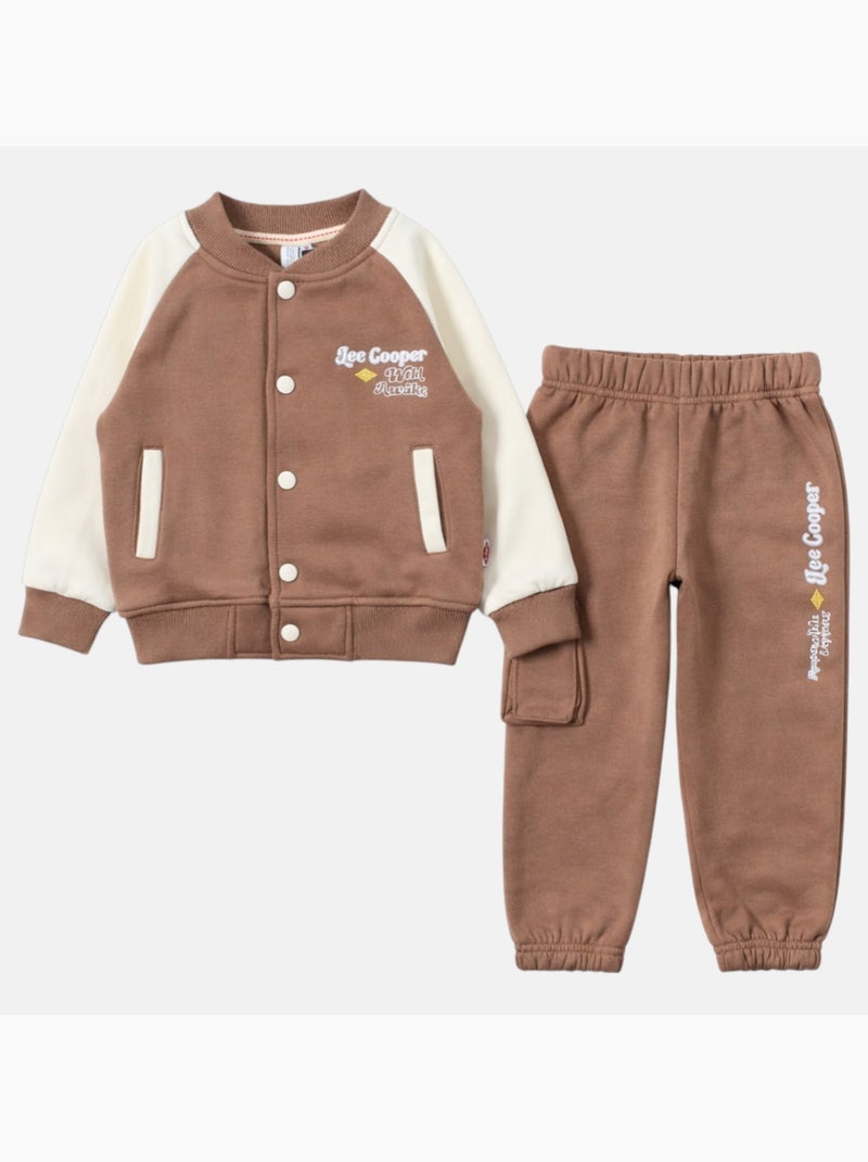 Lee Cooper - Ensemble survêtement fille avec une veste manches longues et un jogging Marron - Kiabi
