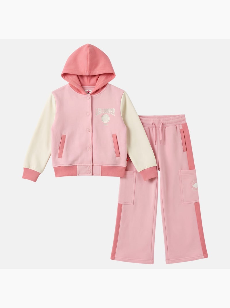 Lee Cooper - Ensemble survêtement fille avec une veste manches longues et un jogging Rose - Kiabi