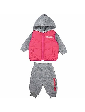 Lee Cooper - Ensemble Sweat à capuche et pantalon de jogging avec doudoune bébé fille .