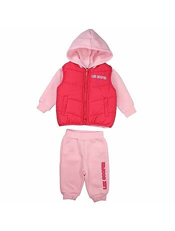 Lee Cooper - Ensemble Sweat à capuche et pantalon de jogging avec doudoune bébé fille .
