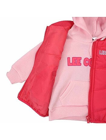 Lee Cooper - Ensemble Sweat à capuche et pantalon de jogging avec doudoune bébé fille .