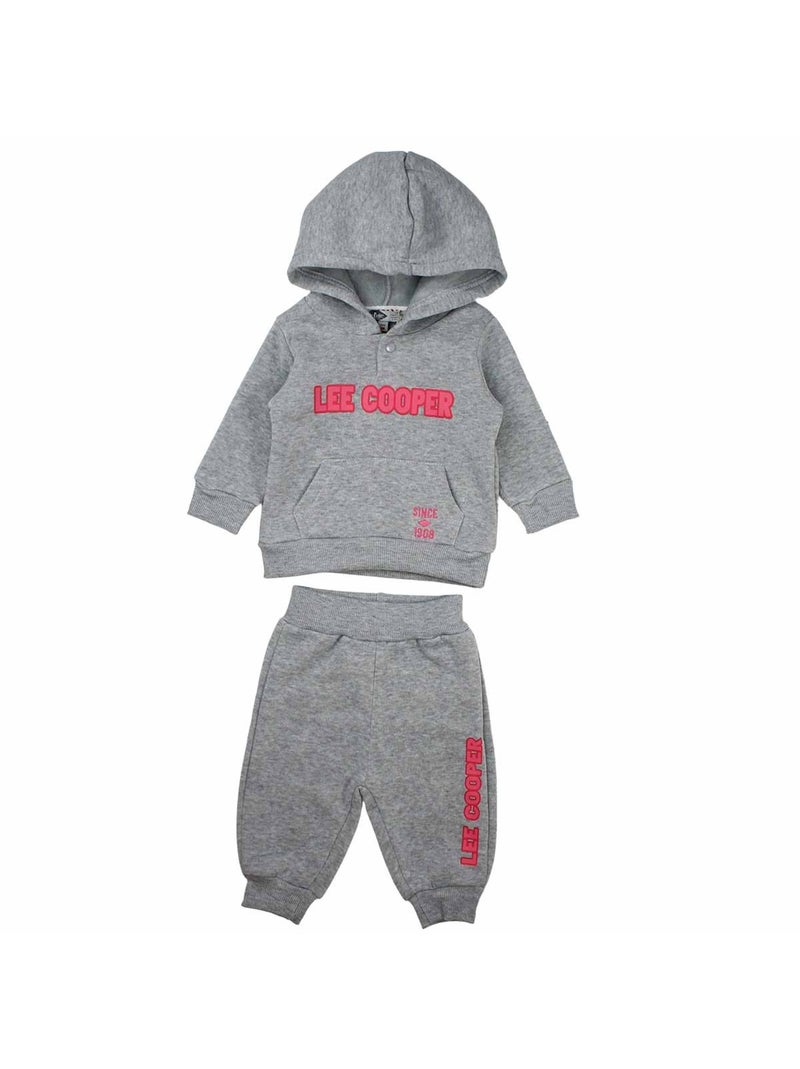 Lee Cooper - Ensemble Sweat à capuche et pantalon de jogging avec doudoune bébé fille Gris - Kiabi