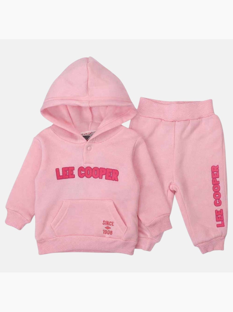 Lee Cooper - Ensemble Sweat à capuche et pantalon de jogging avec doudoune bébé fille Rose - Kiabi