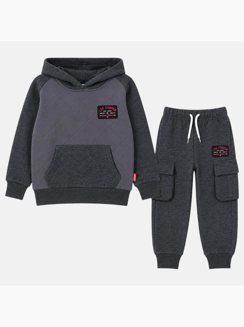 Lee cooper - ensemble sweat à capuche et pantalon de jogging gris anthracite - Kiabi