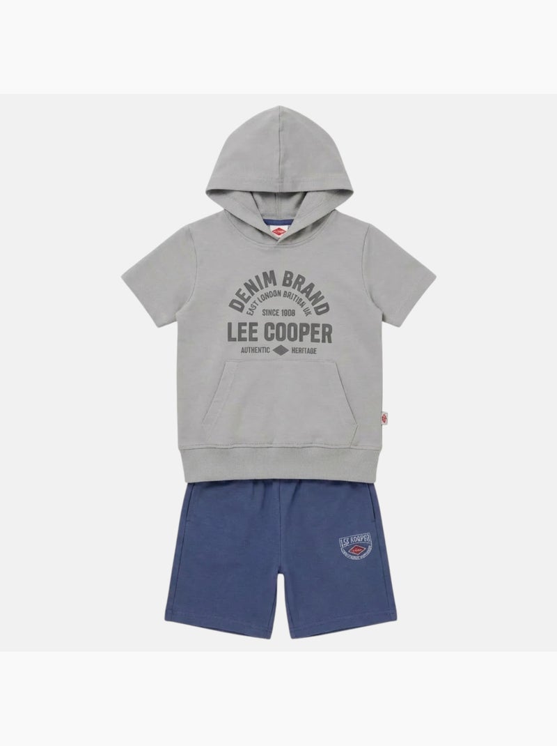 Lee Cooper - Ensemble sweat à capuche manches courtes et short garçon Bleu marine - Kiabi
