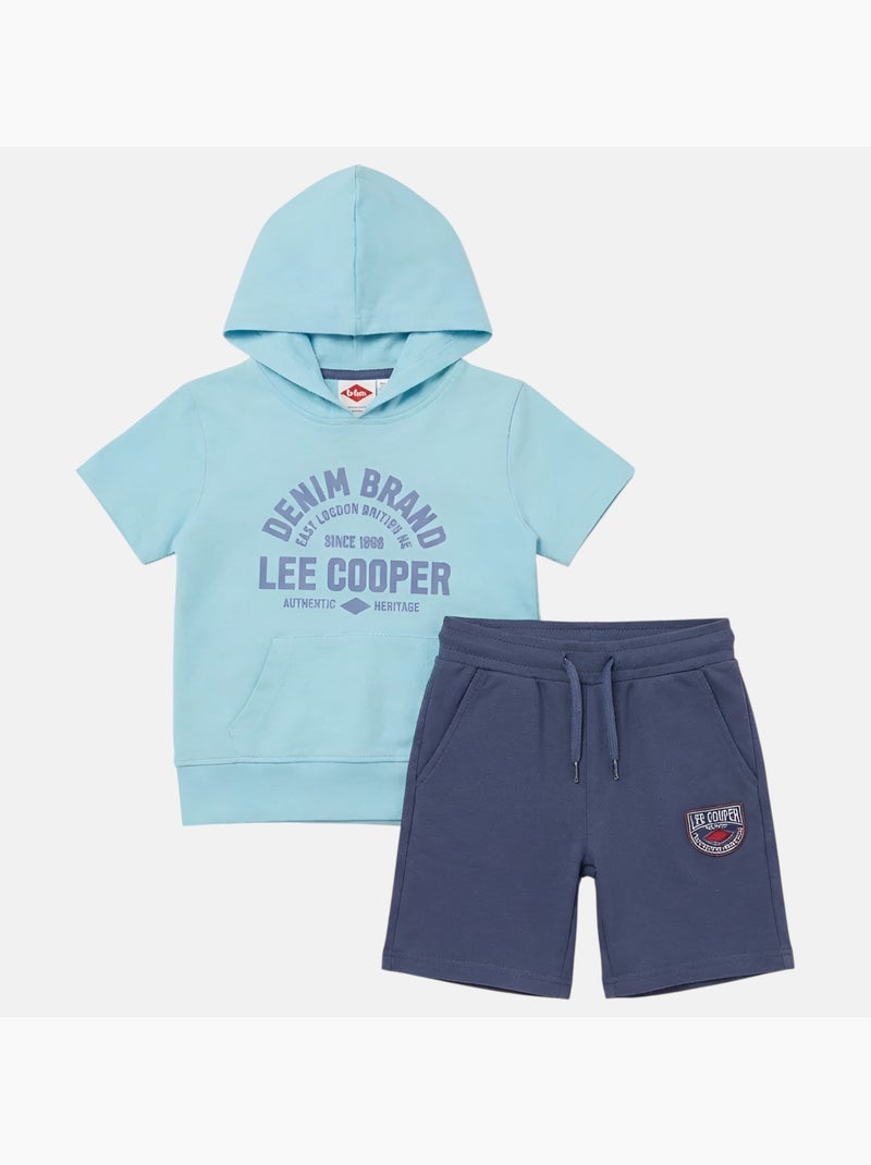 Lee Cooper - Ensemble sweat à capuche manches courtes et short garçon Bleu - Kiabi