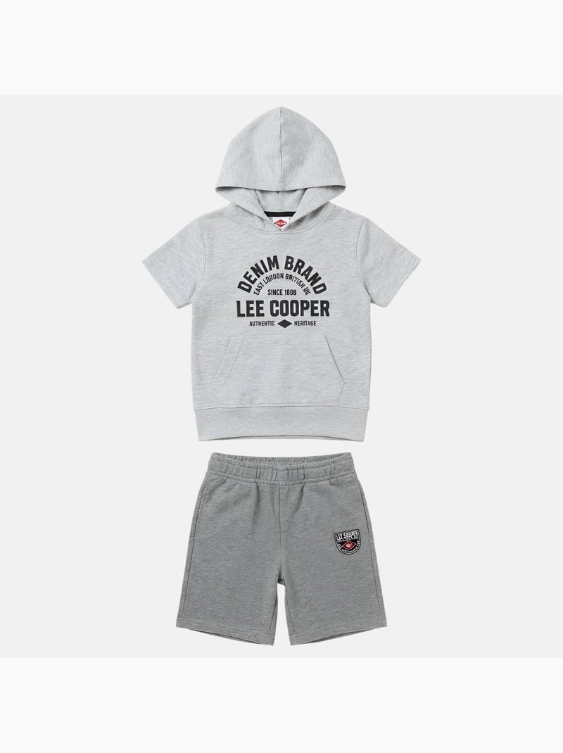 Lee Cooper - Ensemble sweat à capuche manches courtes et short garçon Gris - Kiabi
