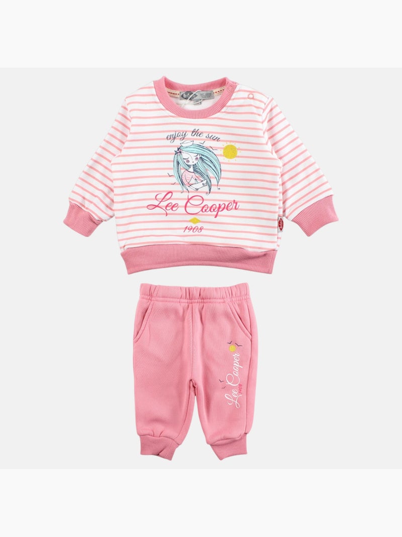 Lee Cooper - Ensemble Sweat et pantalon de Jogging bébé fille Rose - Kiabi