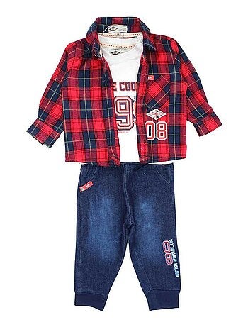 Lee Cooper - Ensemble T-shirt avec Chemise et Pantalon bébé Lee Cooper