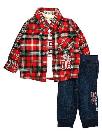 Lee Cooper - Ensemble T-shirt avec Chemise et Pantalon bébé Lee Cooper
