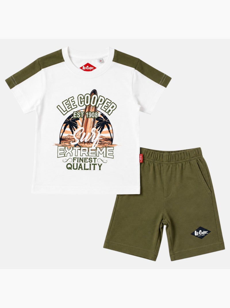 Lee Cooper - Ensemble t-shirt avec motif et short Garçon Blanc - Kiabi