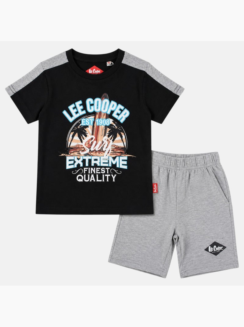 Lee Cooper - Ensemble t-shirt avec motif et short Garçon Noir - Kiabi