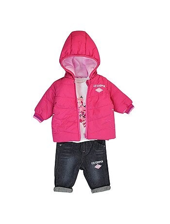 Lee Cooper - Ensemble T-shirt et pantalon avec la veste à capuche bébé fille .