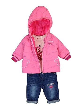 Lee Cooper - Ensemble T-shirt et pantalon avec la veste à capuche bébé fille Lee Cooper