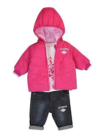 Lee Cooper - Ensemble T-shirt et pantalon avec la veste à capuche bébé fille Lee Cooper