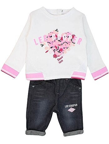 Lee Cooper - Ensemble T-shirt et pantalon avec la veste à capuche bébé fille Lee Cooper