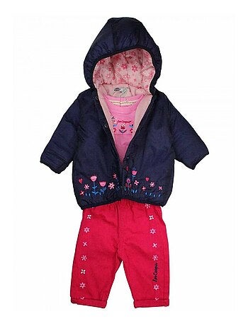 Lee Cooper - Ensemble T-shirt et pantalon avec la veste à capuche bébé fille