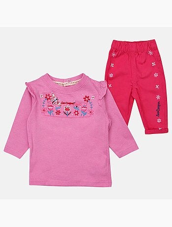 Lee Cooper - Ensemble T-shirt et pantalon avec la veste à capuche bébé fille