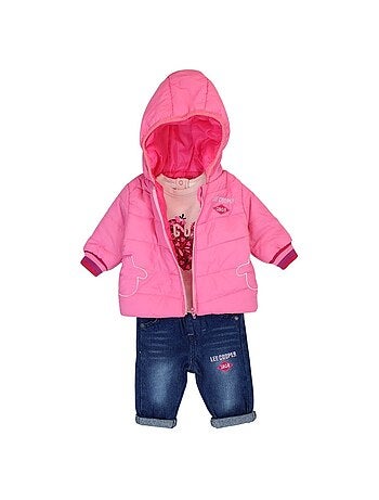 Lee Cooper - Ensemble T-shirt et pantalon avec la veste à capuche bébé fille