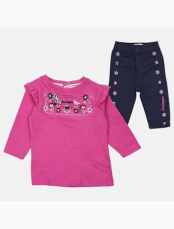 Lee Cooper - Ensemble T-shirt et pantalon avec la veste à capuche bébé fille