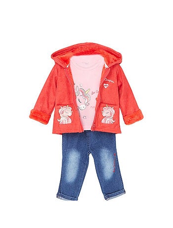 Lee Cooper - Ensemble T-shirt et pantalon avec la veste à capuche bébé