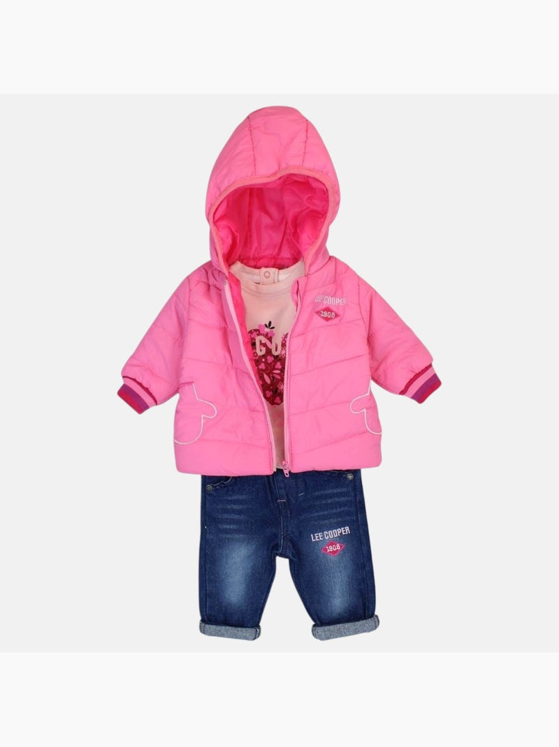 Lee Cooper - Ensemble T-shirt et pantalon avec la veste à capuche bebe Rose - Kiabi