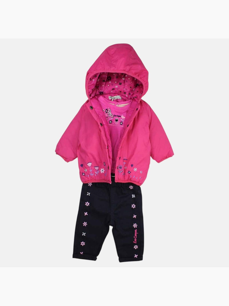Lee Cooper - Ensemble T-shirt et pantalon avec la veste à capuche bebe Rose fushia - Kiabi